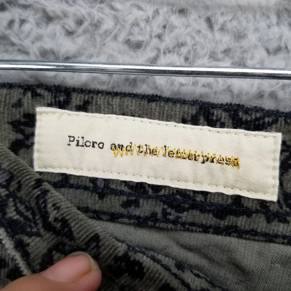 Pilcro Jeans Womens 28 Serif Olive Green Camo Print Corduroy Skinny Stretch - Picture 4 of 15